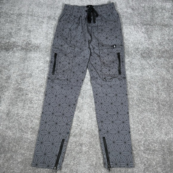 Threyda Pants Men's Medium 26x28 Gray Geometric Tapered Zipper Cargo - Picture 1 of 8